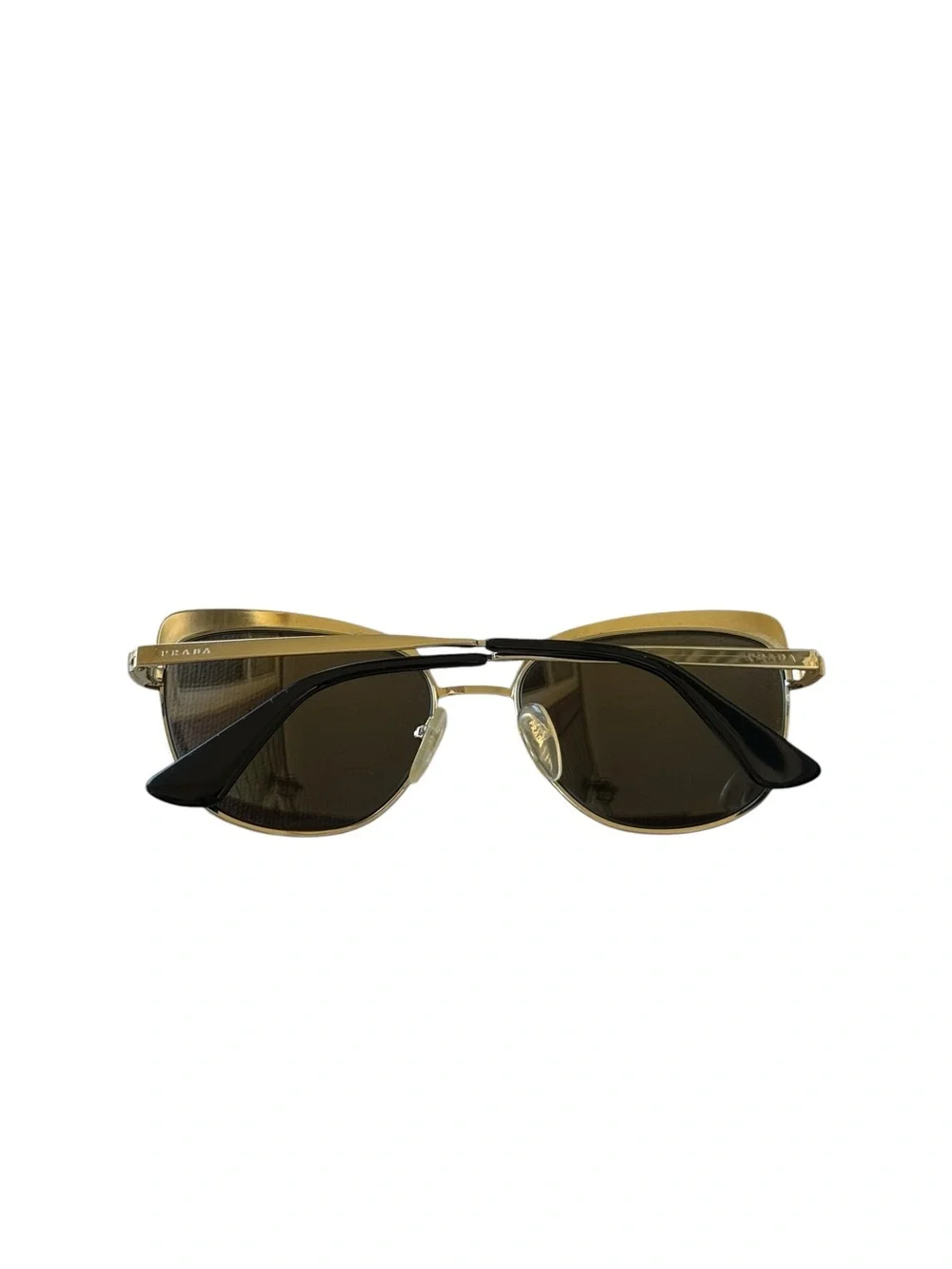Prada Women's SPR51T SPR/51T Square Sunglasses Metallized Gold-Black